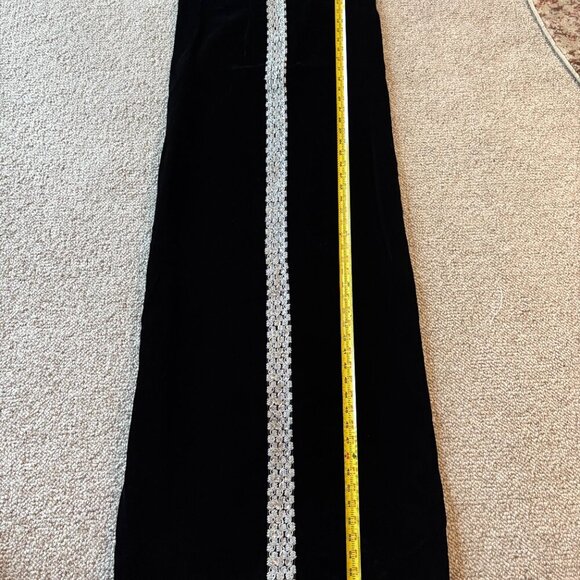 Vintage 70s Black Velvet Column Dress | Silver Thread & Beading | Mod Evening - Picture 11 of 11